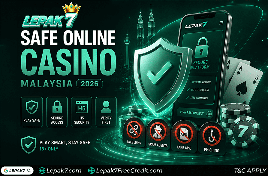 Safe online casino Malaysia 2026 guide showing scam warning signs H5 security fake APK risks mobile safety and responsible gaming awareness
