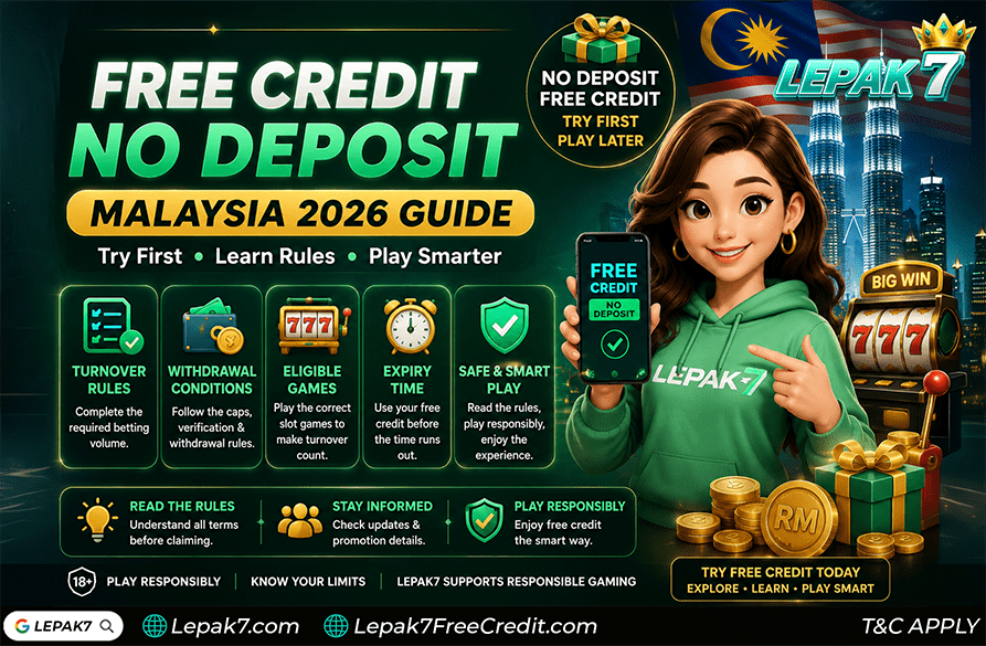 Free credit no deposit Malaysia 2026 guide showing turnover rules withdrawal conditions eligible slot games common mistakes and safer claiming tips