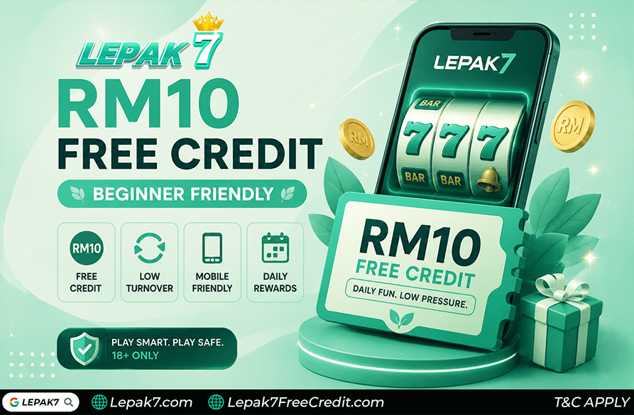 RM10 free credit slot Malaysia 2026 guide showing low turnover beginner friendly mobile gaming daily free credit and smaller bonus comparison