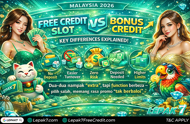 free credit slot vs bonus credit Malaysia 2026 - compare deposit, turnover, risk and withdrawal rules by Lepak7