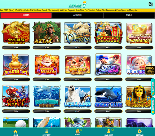 Lepak7 MegaH5 Slot Lobby Screenshot