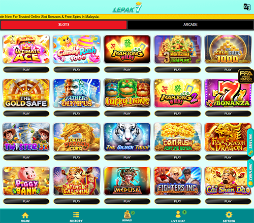 Lepak7 UU Slot Game List Screenshot