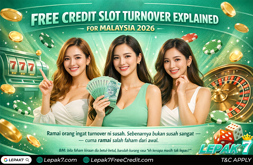 Lepak7 free credit slot turnover explained for Malaysia 2026 with simple examples, calculations, player mistakes and withdrawal rules
